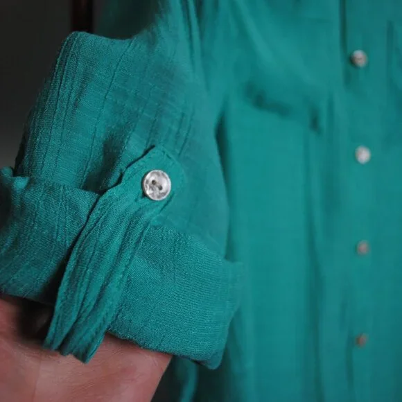 Cato Flowy Turquoise Button Up - Picture 3 of 4